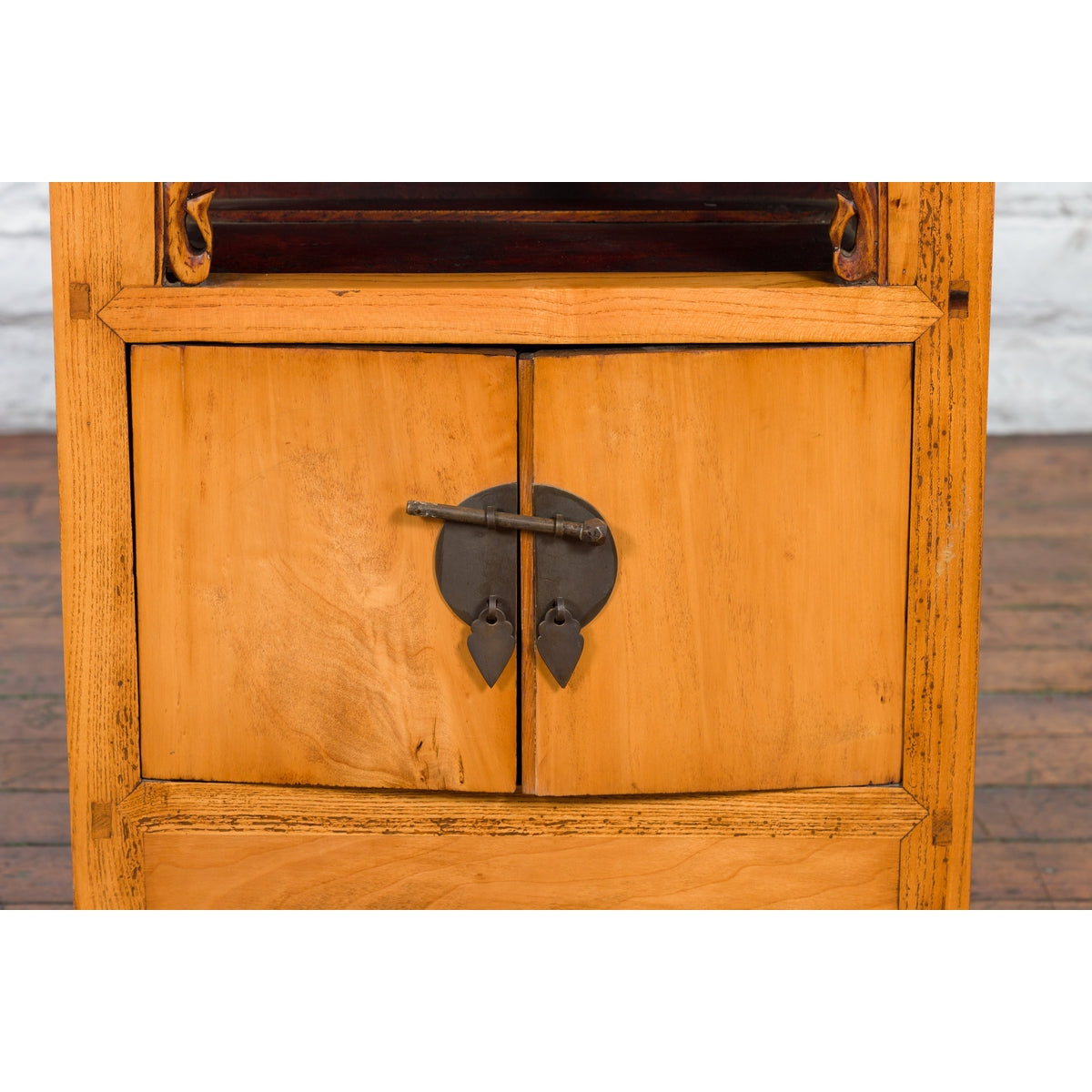 19th Century Chinese Qing Dynasty Small Cabinet with Carved Shelf and Apron-6. Asian & Chinese Furniture, Art, Antiques, Vintage Home Décor for sale at FEA Home