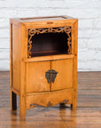 19th Century Chinese Qing Dynasty Small Cabinet with Carved Shelf and Apron-9. Asian & Chinese Furniture, Art, Antiques, Vintage Home Décor for sale at FEA Home