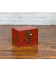 Chinese Early 20th Century Red Lacquer Jewelry Box with Bronze Hardware-4. Asian & Chinese Furniture, Art, Antiques, Vintage Home Décor for sale at FEA Home