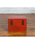 Chinese Early 20th Century Red Lacquer Jewelry Box with Bronze Hardware-15. Asian & Chinese Furniture, Art, Antiques, Vintage Home Décor for sale at FEA Home