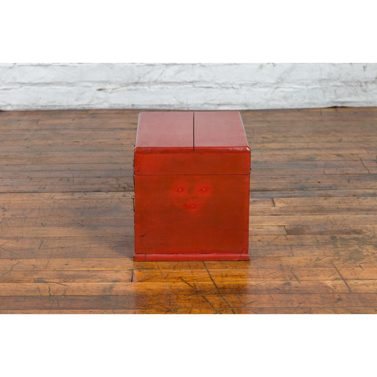 Chinese Early 20th Century Red Lacquer Jewelry Box with Bronze Hardware-16. Asian & Chinese Furniture, Art, Antiques, Vintage Home Décor for sale at FEA Home