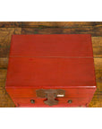 Chinese Early 20th Century Red Lacquer Jewelry Box with Bronze Hardware-6. Asian & Chinese Furniture, Art, Antiques, Vintage Home Décor for sale at FEA Home