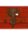 Chinese Early 20th Century Red Lacquer Jewelry Box with Bronze Hardware-9. Asian & Chinese Furniture, Art, Antiques, Vintage Home Décor for sale at FEA Home