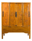 Chinese Qing Dynasty 19th Century Elmwood Armoire with Low-Relief Carved Foliage-1. Asian & Chinese Furniture, Art, Antiques, Vintage Home Décor for sale at FEA Home