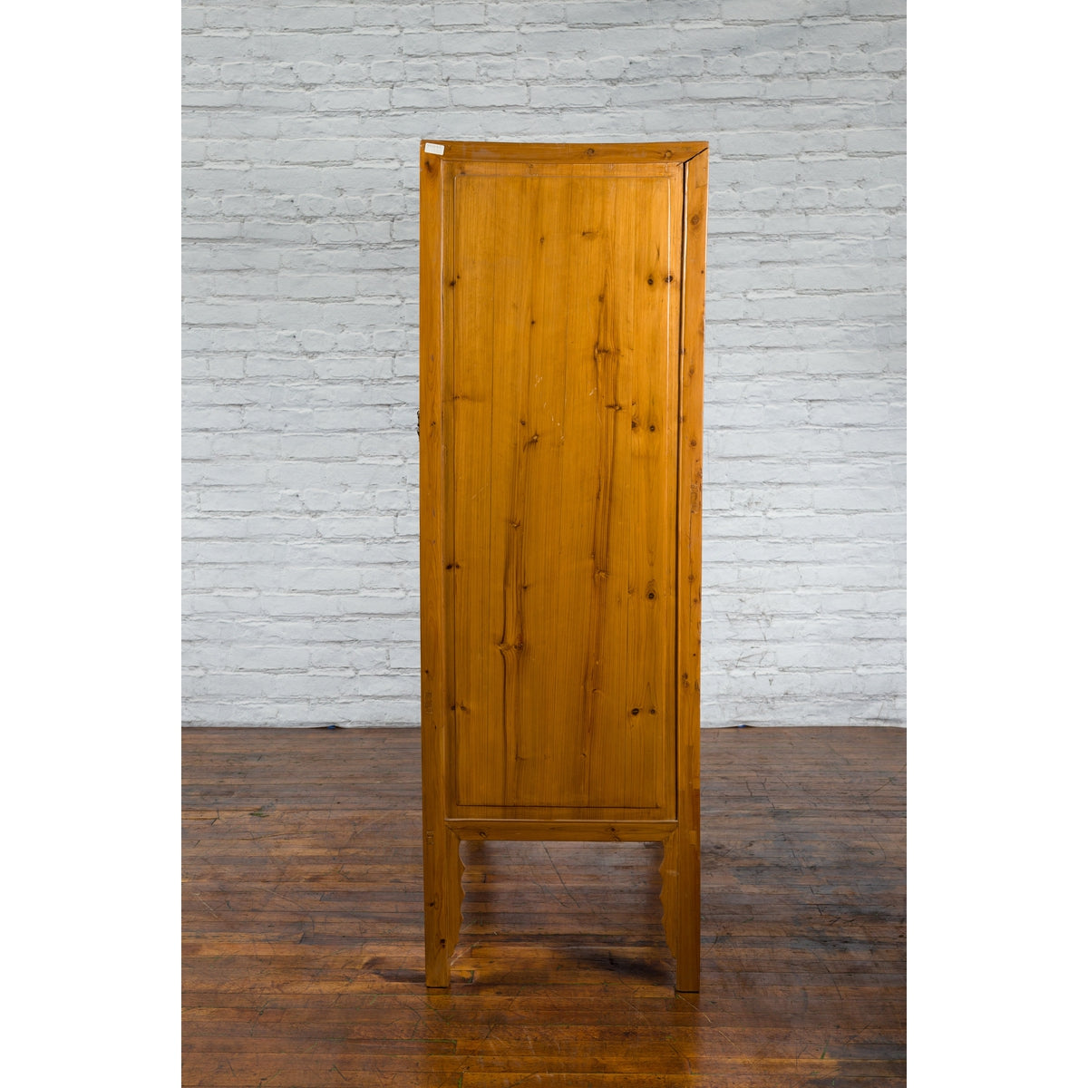 Chinese Qing Dynasty 19th Century Elmwood Armoire with Low-Relief Carved Foliage-18. Asian & Chinese Furniture, Art, Antiques, Vintage Home Décor for sale at FEA Home