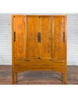 Chinese Qing Dynasty 19th Century Elmwood Armoire with Low-Relief Carved Foliage-2. Asian & Chinese Furniture, Art, Antiques, Vintage Home Décor for sale at FEA Home