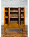 Chinese Qing Dynasty 19th Century Elmwood Armoire with Low-Relief Carved Foliage-3. Asian & Chinese Furniture, Art, Antiques, Vintage Home Décor for sale at FEA Home