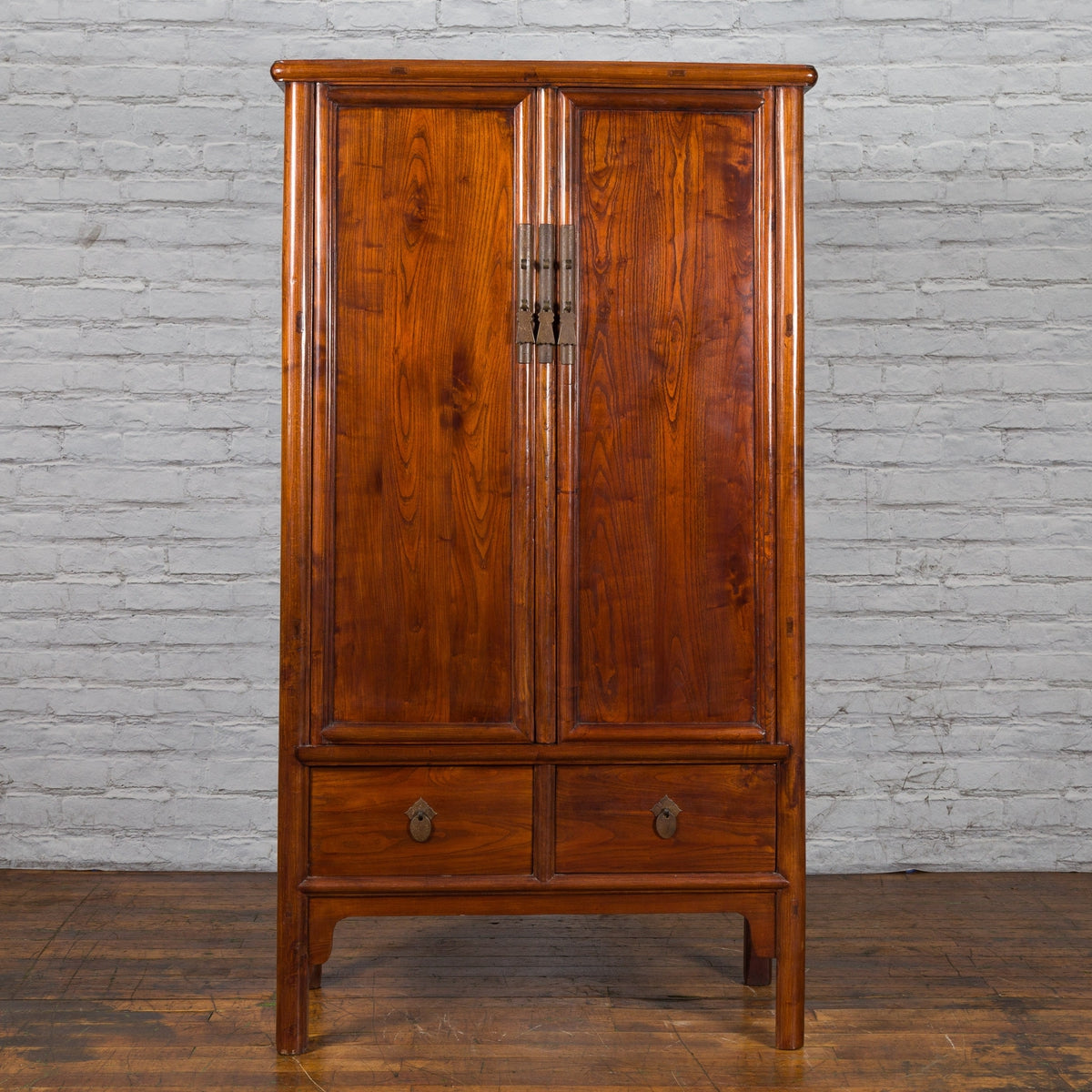 Chinese 19th Century Qing Dynasty Period Elmwood Cabinet with Doors and Drawers-3. Asian & Chinese Furniture, Art, Antiques, Vintage Home Décor for sale at FEA Home