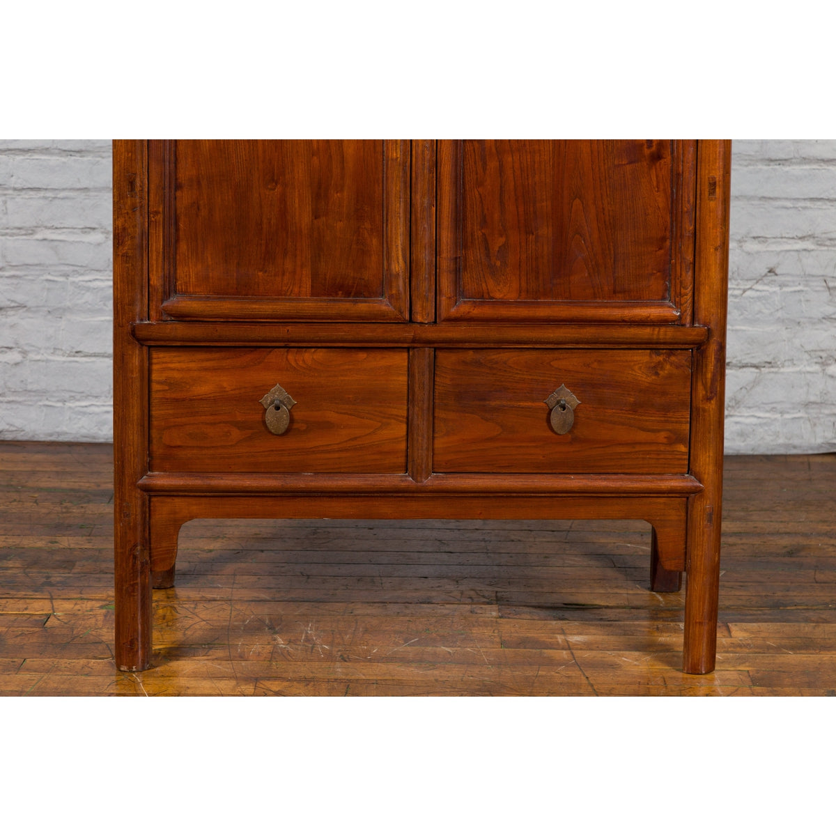 Chinese 19th Century Qing Dynasty Period Elmwood Cabinet with Doors and Drawers-5. Asian & Chinese Furniture, Art, Antiques, Vintage Home Décor for sale at FEA Home