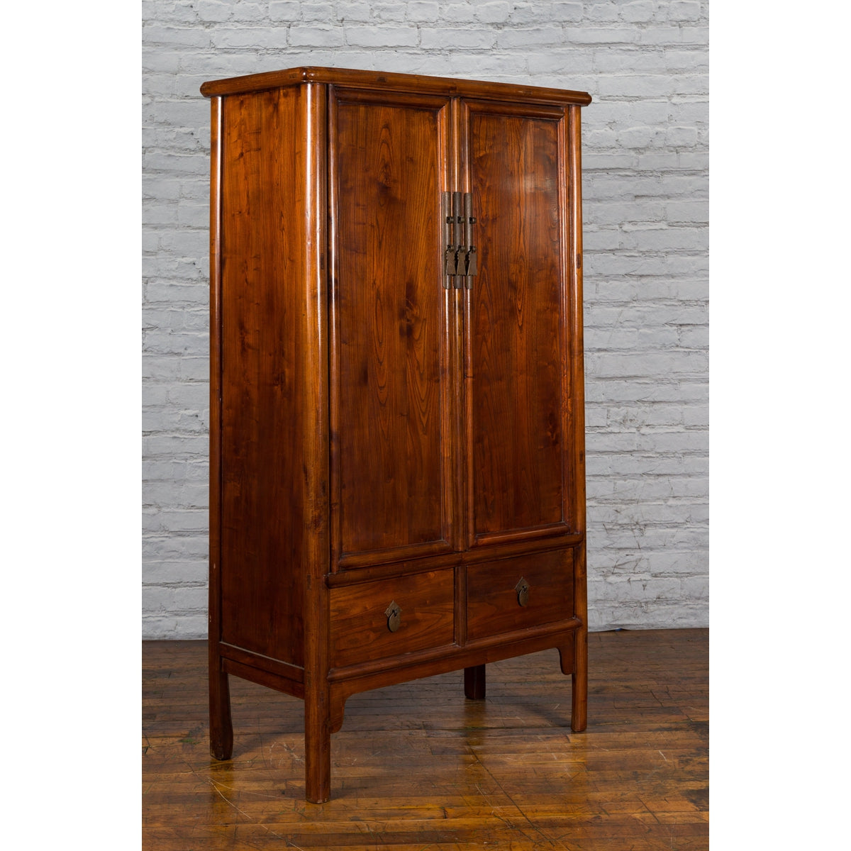 Chinese 19th Century Qing Dynasty Period Elmwood Cabinet with Doors and Drawers-9. Asian & Chinese Furniture, Art, Antiques, Vintage Home Décor for sale at FEA Home