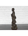 Lost Wax Cast Bronze Statue of a Young Japanese Maiden Standing on a Fish Base-12. Asian & Chinese Furniture, Art, Antiques, Vintage Home Décor for sale at FEA Home
