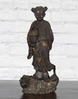 Lost Wax Cast Bronze Statue of a Young Japanese Maiden Standing on a Fish Base-2. Asian & Chinese Furniture, Art, Antiques, Vintage Home Décor for sale at FEA Home