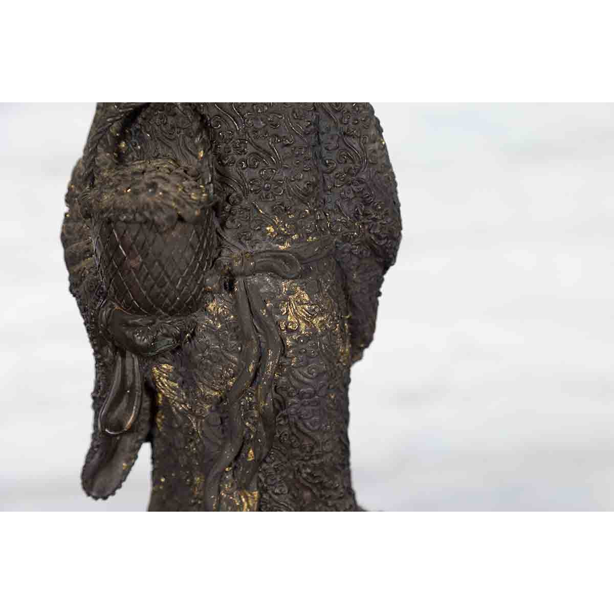 Lost Wax Cast Bronze Statue of a Young Japanese Maiden Standing on a Fish Base-7. Asian & Chinese Furniture, Art, Antiques, Vintage Home Décor for sale at FEA Home