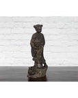 Lost Wax Cast Bronze Statue of a Young Japanese Maiden Standing on a Fish Base-3. Asian & Chinese Furniture, Art, Antiques, Vintage Home Décor for sale at FEA Home