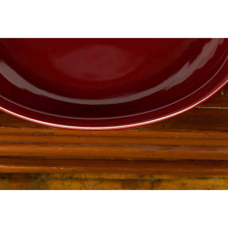 Chinese Vintage Large Porcelain Platter with Oxblood Color-YN3504-11. Asian & Chinese Furniture, Art, Antiques, Vintage Home Décor for sale at FEA Home