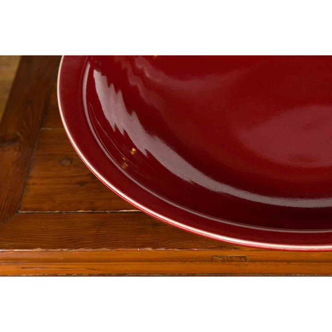 Chinese Vintage Large Porcelain Platter with Oxblood Color-YN3504-12. Asian & Chinese Furniture, Art, Antiques, Vintage Home Décor for sale at FEA Home