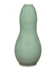 Green glazed ceramic gourd-shaped vase from Chiang Mai, close-up, part of the Prem Collection.