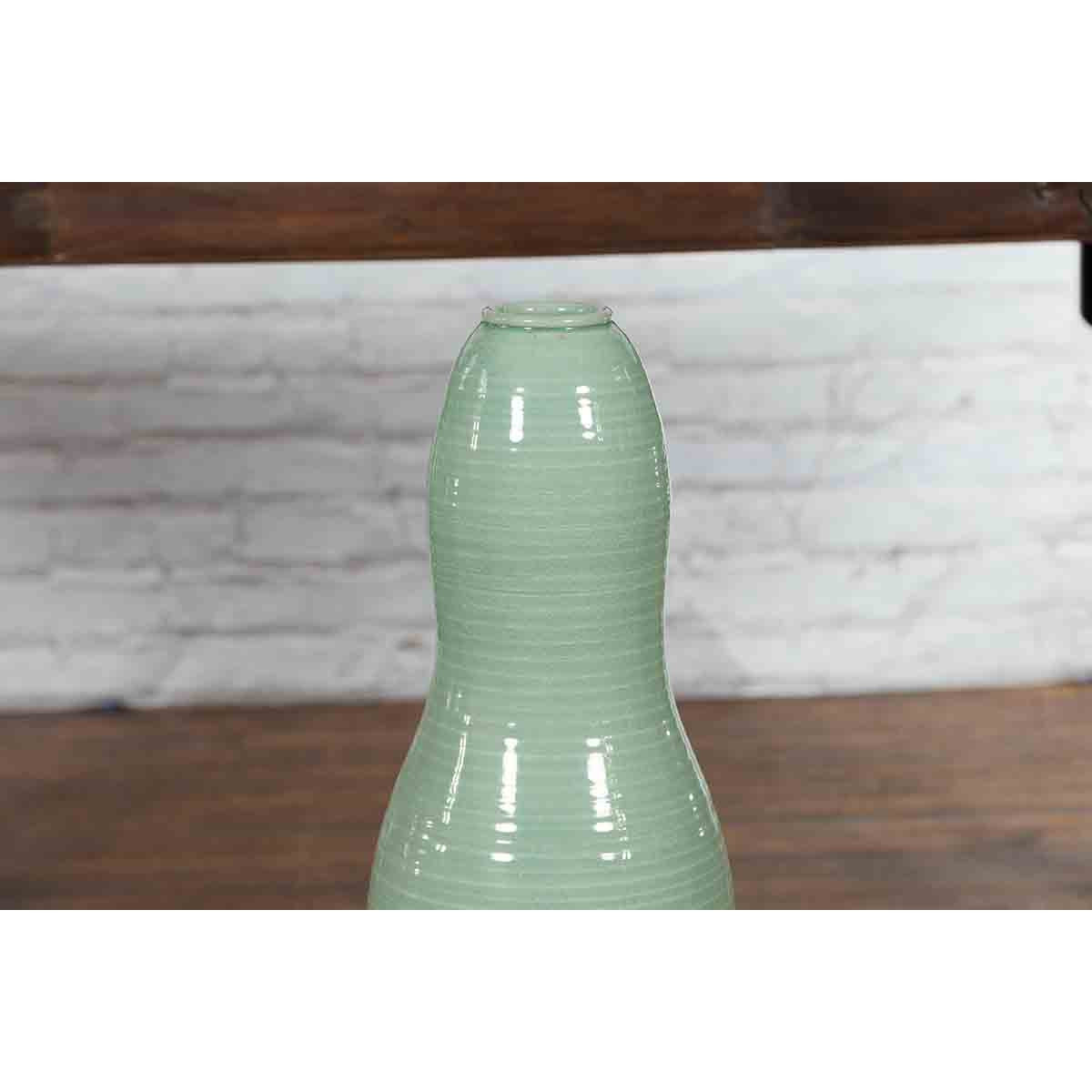 Large Prem Collection Chiang Mai Gourd-Shaped Vase with Green Glaze-7. Asian & Chinese Furniture, Art, Antiques, Vintage Home Décor for sale at FEA Home