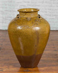 Chinese Antique Martaban Water Jar with Dragon Motifs and Ocher Glaze-2. Asian & Chinese Furniture, Art, Antiques, Vintage Home Décor for sale at FEA Home