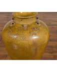 Chinese Antique Martaban Water Jar with Dragon Motifs and Ocher Glaze-6. Asian & Chinese Furniture, Art, Antiques, Vintage Home Décor for sale at FEA Home
