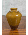 Chinese Antique Martaban Water Jar with Dragon Motifs and Ocher Glaze-8. Asian & Chinese Furniture, Art, Antiques, Vintage Home Décor for sale at FEA Home