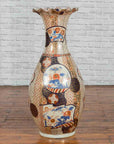 Tall Vintage Chinese Vase with Hand Painted Blue, Orange and Gold Floral Decor-2. Asian & Chinese Furniture, Art, Antiques, Vintage Home Décor for sale at FEA Home