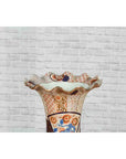 Tall Vintage Chinese Vase with Hand Painted Blue, Orange and Gold Floral Decor-5. Asian & Chinese Furniture, Art, Antiques, Vintage Home Décor for sale at FEA Home