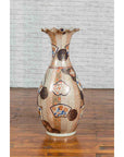 Tall Vintage Chinese Vase with Hand Painted Blue, Orange and Gold Floral Decor-8. Asian & Chinese Furniture, Art, Antiques, Vintage Home Décor for sale at FEA Home