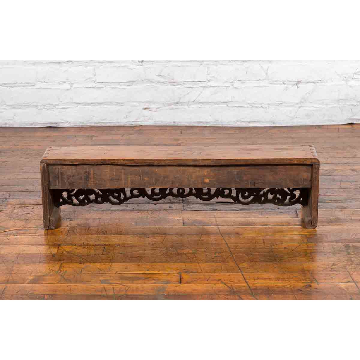 Chinese Qing Dynasty 19th Century Low Kang Cabinet with Carved Scrolling Apron-14. Asian & Chinese Furniture, Art, Antiques, Vintage Home Décor for sale at FEA Home