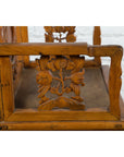Chinese Antique Carved Wood Armchair with Medallion, Mythical Animal and Clouds-11. Asian & Chinese Furniture, Art, Antiques, Vintage Home Décor for sale at FEA Home