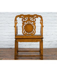 Chinese Antique Carved Wood Armchair with Medallion, Mythical Animal and Clouds-12. Asian & Chinese Furniture, Art, Antiques, Vintage Home Décor for sale at FEA Home