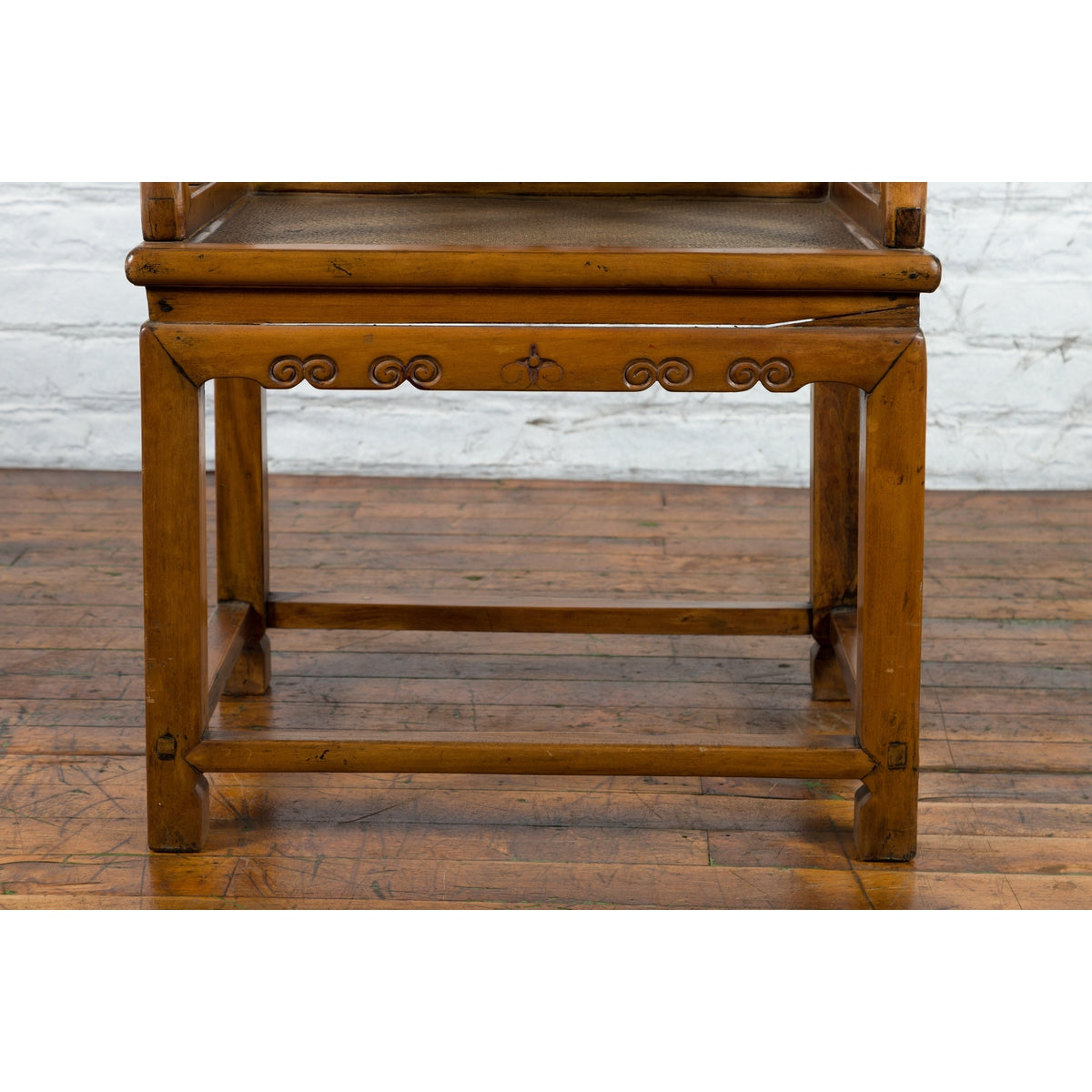 Chinese Antique Carved Wood Armchair with Medallion, Mythical Animal and Clouds-8. Asian & Chinese Furniture, Art, Antiques, Vintage Home Décor for sale at FEA Home