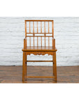 Chinese Qing Dynasty Period 19th Century Elmwood Armchair with Hand-Carved Apron-17. Asian & Chinese Furniture, Art, Antiques, Vintage Home Décor for sale at FEA Home