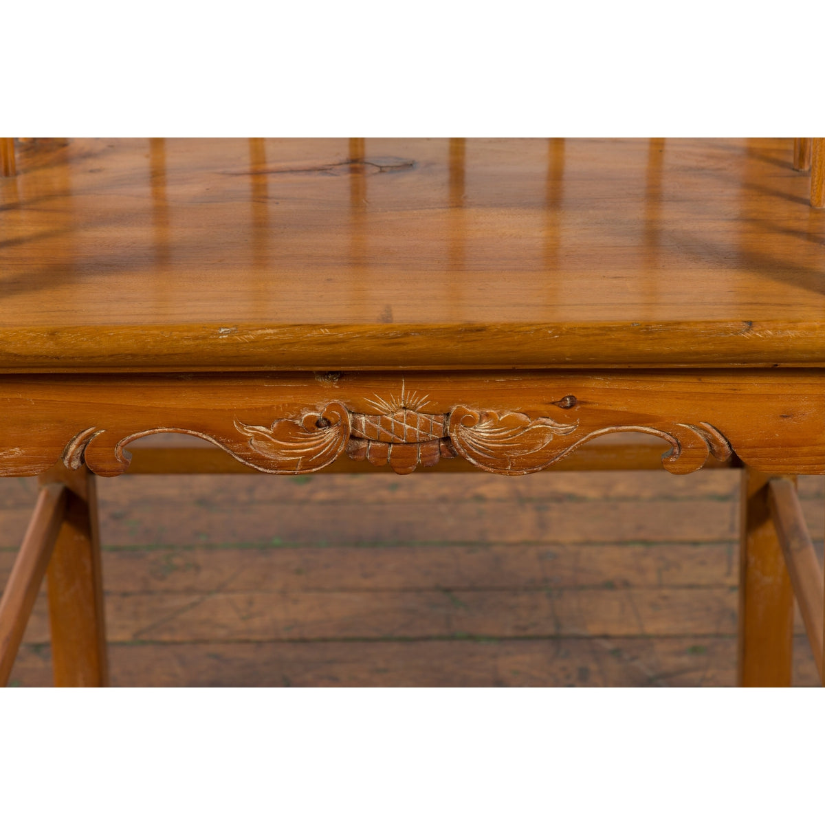 Chinese Qing Dynasty Period 19th Century Elmwood Armchair with Hand-Carved Apron-5. Asian & Chinese Furniture, Art, Antiques, Vintage Home Décor for sale at FEA Home
