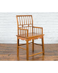 Chinese Qing Dynasty Period 19th Century Elmwood Armchair with Hand-Carved Apron-7. Asian & Chinese Furniture, Art, Antiques, Vintage Home Décor for sale at FEA Home