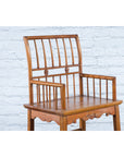 Chinese Qing Dynasty Period 19th Century Elmwood Armchair with Hand-Carved Apron-8. Asian & Chinese Furniture, Art, Antiques, Vintage Home Décor for sale at FEA Home