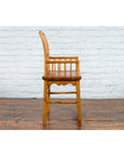 Chinese Qing Dynasty Elmwood Armchair - Hand-Carved Apron-6. Asian & Chinese Furniture, Art, Antiques, Vintage Home Décor for sale at FEA Home