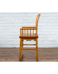 Chinese Qing Dynasty Elmwood Armchair - Hand-Carved Apron-5. Asian & Chinese Furniture, Art, Antiques, Vintage Home Décor for sale at FEA Home