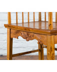 Chinese Qing Dynasty Elmwood Armchair - Hand-Carved Apron-15. Asian & Chinese Furniture, Art, Antiques, Vintage Home Décor for sale at FEA Home