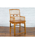 Chinese Qing Dynasty Elmwood Armchair - Hand-Carved Apron-3. Asian & Chinese Furniture, Art, Antiques, Vintage Home Décor for sale at FEA Home