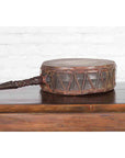 Nepalese Antique Leather Hand Drum with Carved Wooden Handle-11. Asian & Chinese Furniture, Art, Antiques, Vintage Home Décor for sale at FEA Home