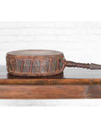 Nepalese Antique Leather Hand Drum with Carved Wooden Handle-4. Asian & Chinese Furniture, Art, Antiques, Vintage Home Décor for sale at FEA Home