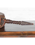 Nepalese Antique Leather Hand Drum with Carved Wooden Handle-6. Asian & Chinese Furniture, Art, Antiques, Vintage Home Décor for sale at FEA Home