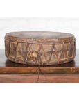 Nepalese Antique Leather Hand Drum with Carved Wooden Handle-8. Asian & Chinese Furniture, Art, Antiques, Vintage Home Décor for sale at FEA Home