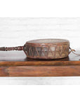 Nepalese Antique Leather Hand Drum with Carved Wooden Handle-9. Asian & Chinese Furniture, Art, Antiques, Vintage Home Décor for sale at FEA Home