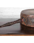 Nepalese Antique Leather Hand Drum with Carved Wooden Handle-10. Asian & Chinese Furniture, Art, Antiques, Vintage Home Décor for sale at FEA Home