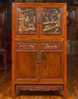 Chinese Ming Dynasty Style Cabinet with Gilt Carved Court and Work Scenes-2. Asian & Chinese Furniture, Art, Antiques, Vintage Home Décor for sale at FEA Home