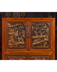 Chinese Ming Dynasty Style Cabinet with Gilt Carved Court and Work Scenes-3. Asian & Chinese Furniture, Art, Antiques, Vintage Home Décor for sale at FEA Home