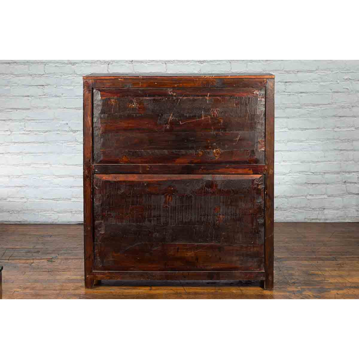 Tibetan 19th Century Cabinet with Hand-Painted Floral Décor on Red Ground-12. Asian & Chinese Furniture, Art, Antiques, Vintage Home Décor for sale at FEA Home
