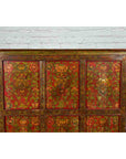 Tibetan 19th Century Cabinet with Hand-Painted Floral Décor on Red Ground-5. Asian & Chinese Furniture, Art, Antiques, Vintage Home Décor for sale at FEA Home